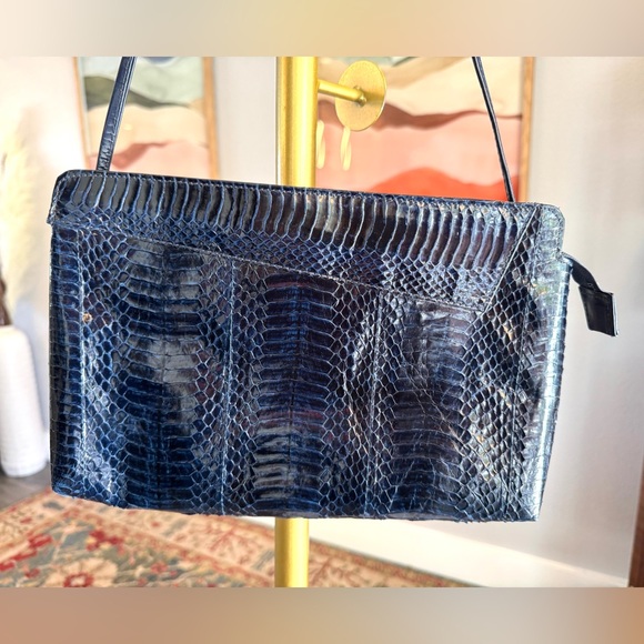 J.Renee Handbags - Vintage J. Renee Blue Snakeskin Bag
